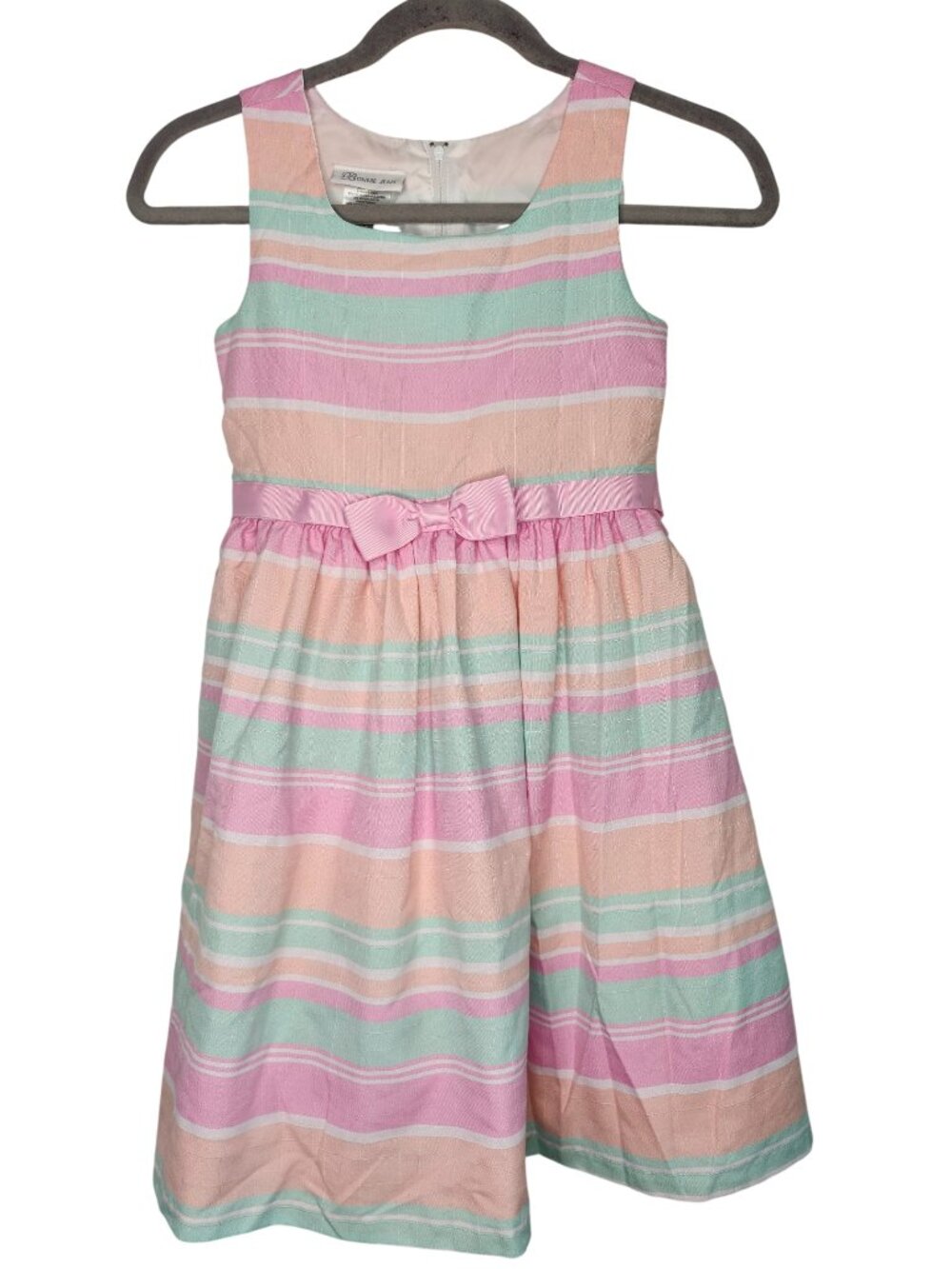 Bonnie Jean Pastel Striped Sleeveless Dress Size 10